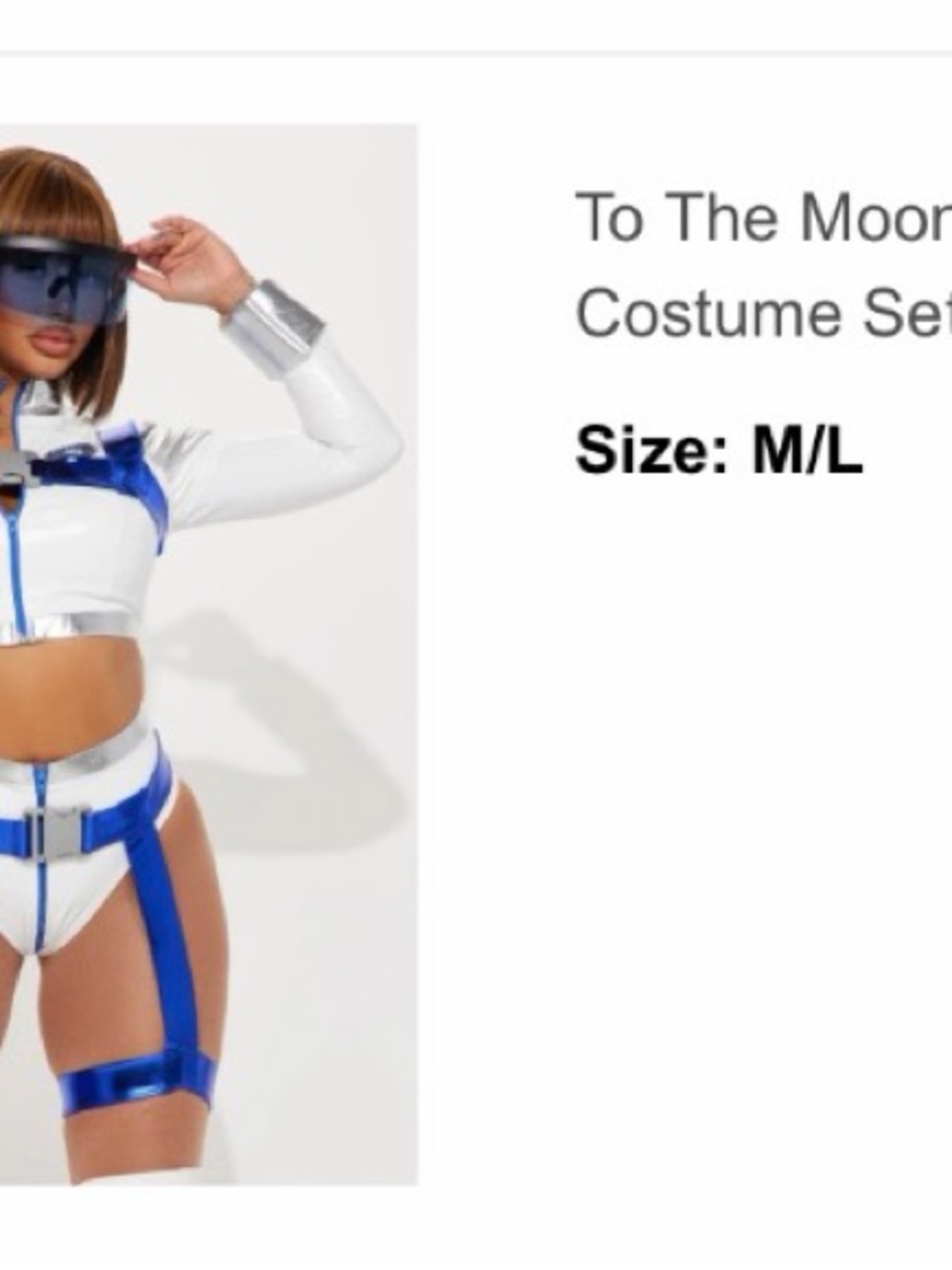 Fashion Nova White and Blue Futuristic Space Costume